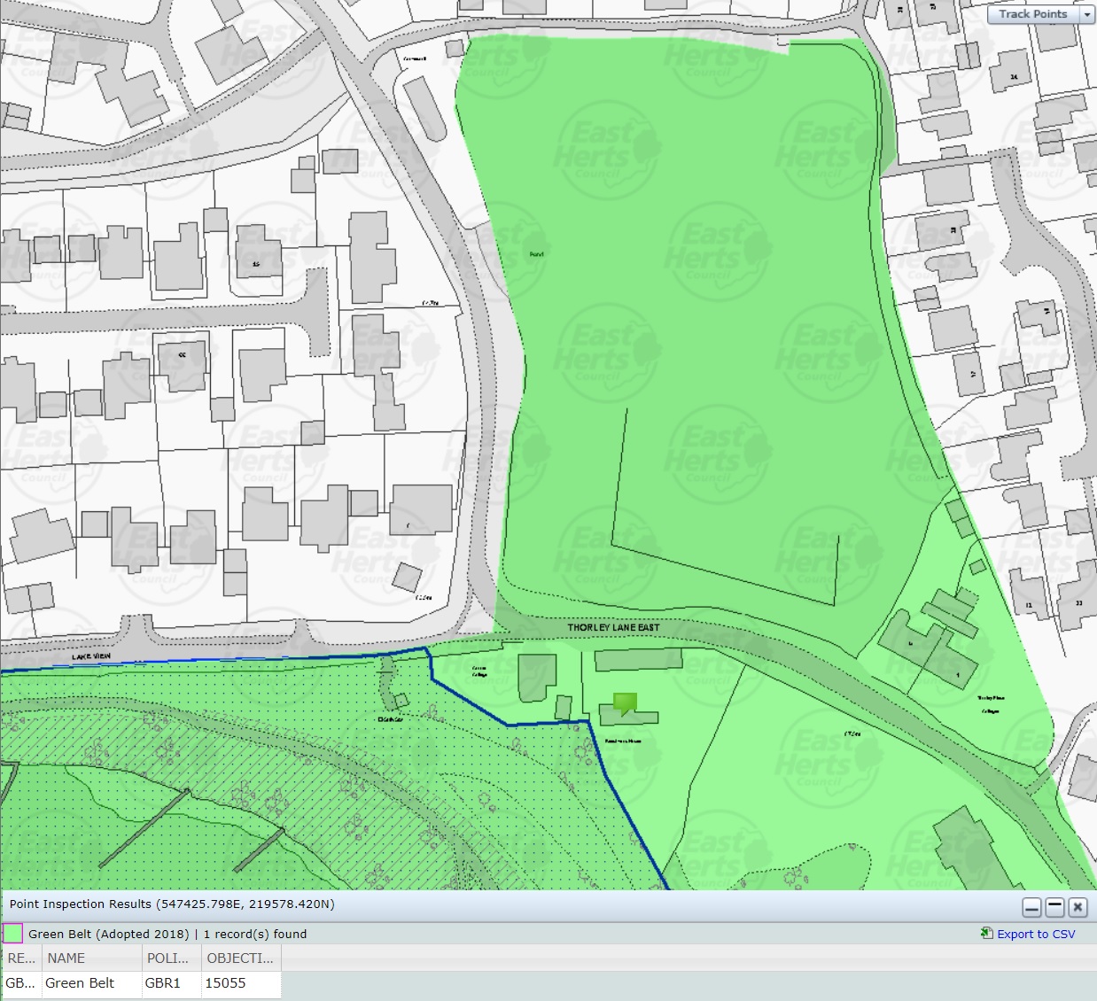 Thorley Lane East Woods is designated Green Belt Thorley Lane East Woods
